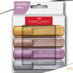 Evidenziatori Metallici Textliner 46 – Set 4 Colori Brillanti con Punta a Scalpello