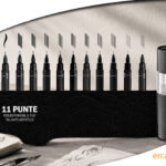 Uni Pin Fineliner Designer Set 11 pezzi nero in barattolo