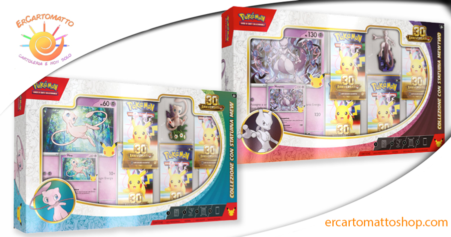 Pokémon 30° Anniversario – Collezione con statuina Mew o Mewtwo